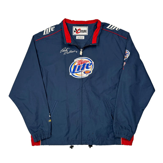 Miller Lite Racing Chase Authentics Nascar Windbreaker - Large Blue Nylon