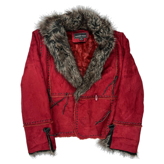 Regent Park Afghan Coat - XL Red Faux Fur