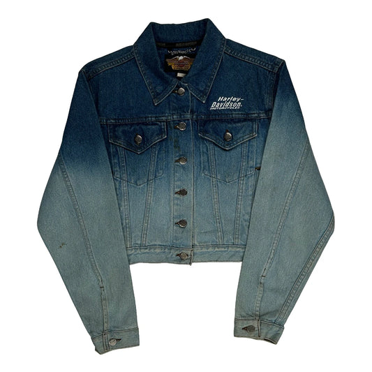 Vintage Harley Davidson Graphic Denim Jacket - Medium Blue Cotton