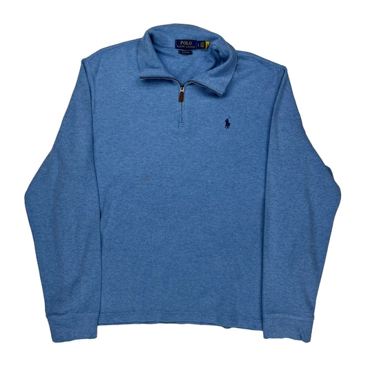 Vintage Polo By Ralph Lauren 1/4 Zip - Large Blue Cotton