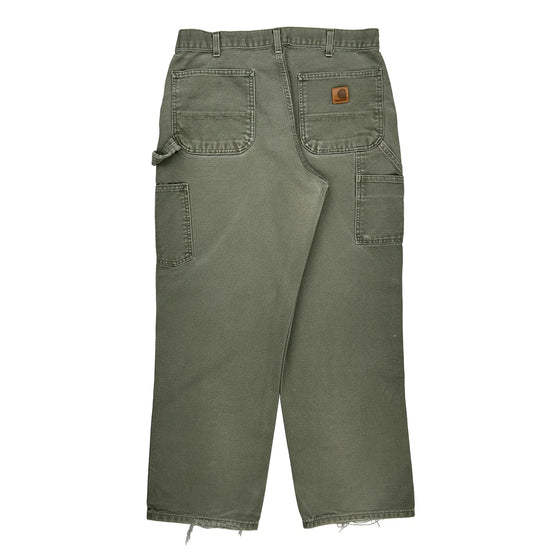 Loose Original Fit Carhartt Carpenter Trousers - 34″ Waist Khaki Cotton