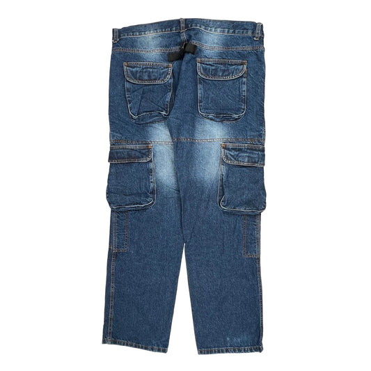 Unbranded Cargo Cargo Trousers - 40W 31L Blue Cotton