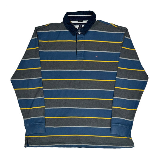 Tommy Hilfiger Striped Rugby Shirt - 2XL Blue Cotton