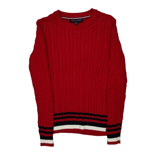 Tommy Hilfiger Cable Knit Jumper - Small Red Cotton