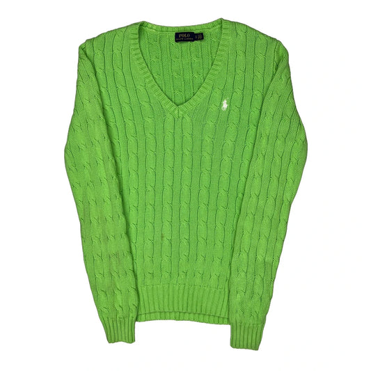 Polo By Ralph Lauren V-Neck Jumper - Small Green Knitted