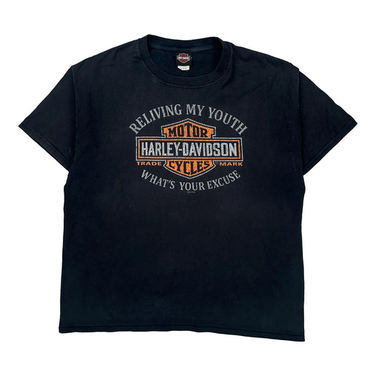 Vintage Motorcycle Harley Davidson Graphic T-Shirt - XL Black Cotton