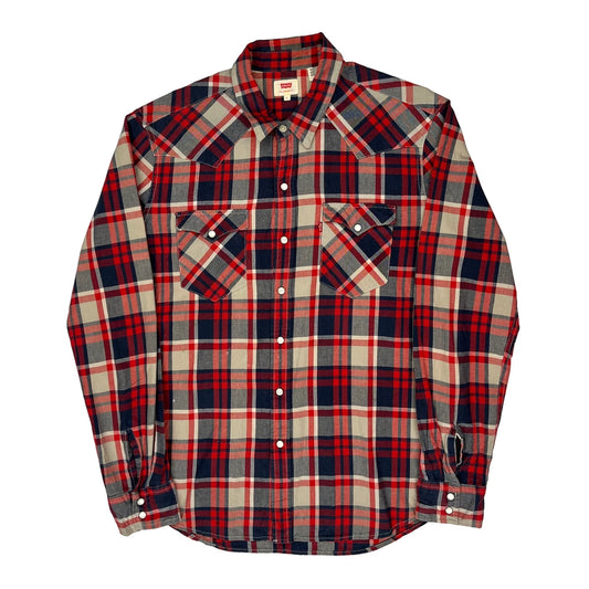 Levis Checked Flannel Shirt - Large Red Cotton
