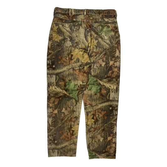 Wrangler Camo Cargo Trousers - 34W 32L Green Cotton