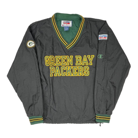 Green Bay Packers Champion Football Windbreaker - XL Grey Nylon