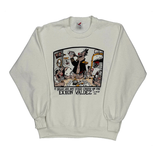 Exxon Valdez Jerzees Graphic Sweatshirt - XL White Cotton