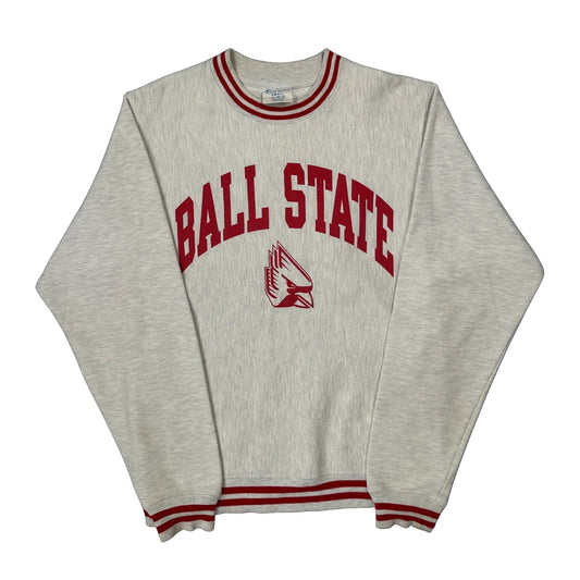 Reverse Weave Champion College Sweatshirt - Small Grey Cotton