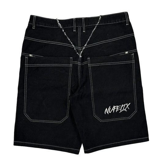 Vintage Unbranded Contrast Stitch Denim Shorts - 34W 11L Black Denim