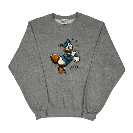 Vintage Donald Duck Disney Cartoon Sweatshirt - Small Grey Cotton Blend