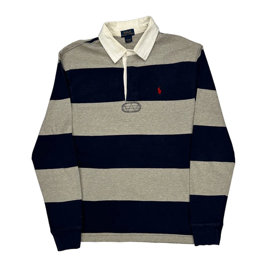 No. 3 Polo By Ralph Lauren Striped Rugby Shirt - Medium Grey Cotton