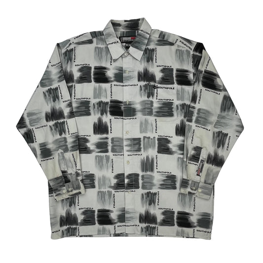 Southpole Patterned Shirt - XL Grey Polyester