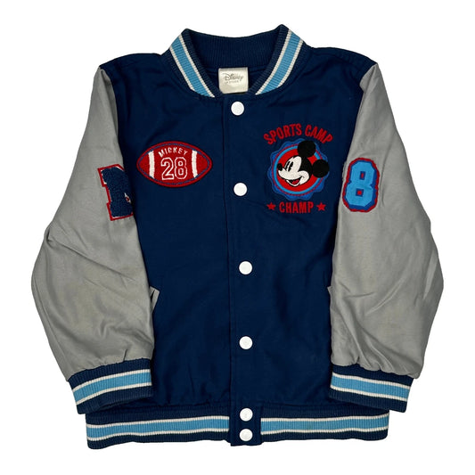 Mickey Mouse, Age 5 Disney Graphic Varsity Jacket - Small Blue Cotton