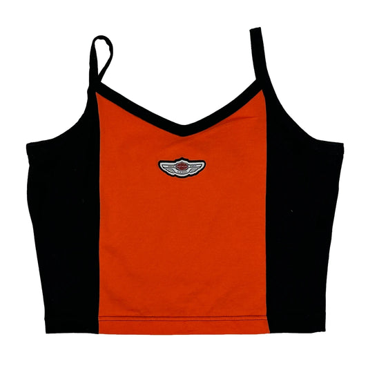 Harley Davidson Cropped Cami Top - Medium Orange Cotton