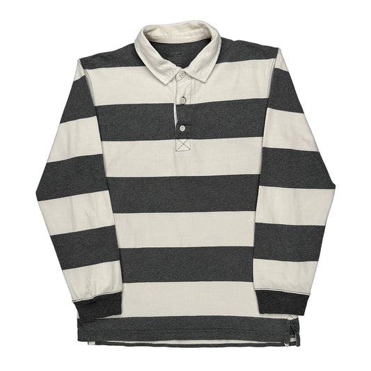 Old Navy Striped Rugby Shirt - Large Black & White Cotton