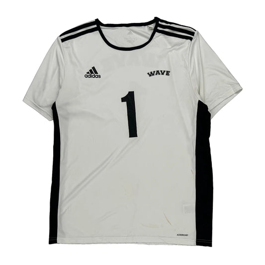 Wave Adidas Football Jersey - Large Black Polyester