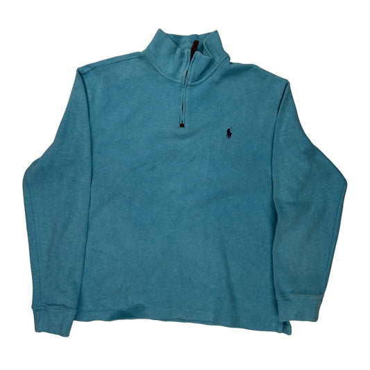 Polo By Ralph Lauren 1/4 Zip - Large Blue Cotton