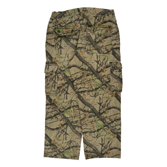 Vintage Mountain Ridge Camo Cargo Trousers - 32W 27L Green Cotton