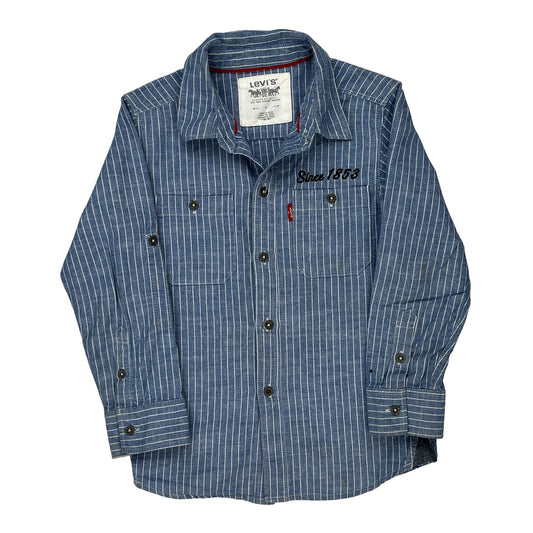 Age 6 Levis Striped Shirt - Small Blue Cotton