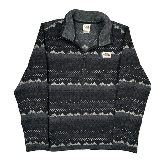 The North Face Argyle 1/4 Zip - Large Gray Polyester