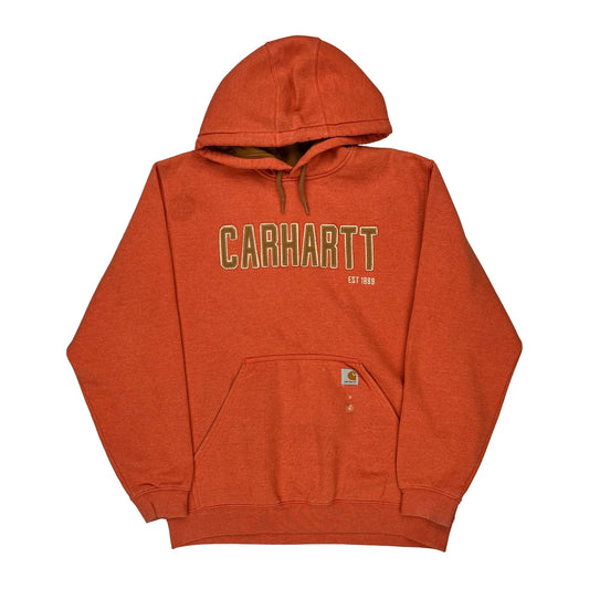 Carhartt Spellout Hoodie - Large Orange Cotton