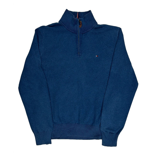 Vintage Tommy Hilfiger 1/4 Zip - Large Blue Cotton