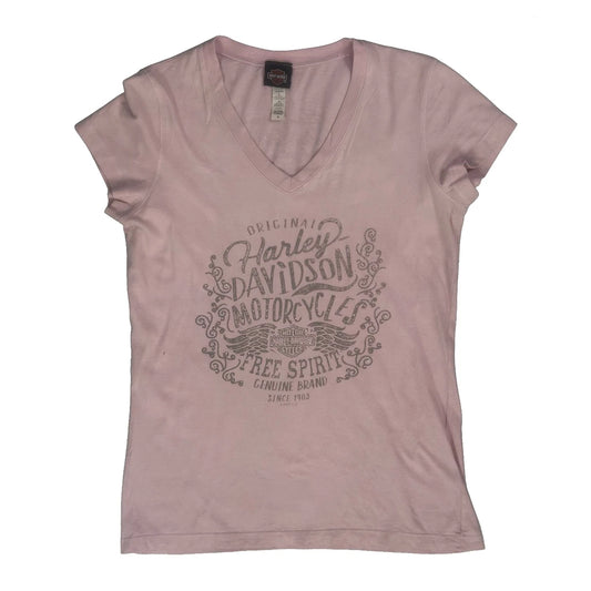 Motorcycles Harley Davidson T-Shirt - Medium Pink Cotton