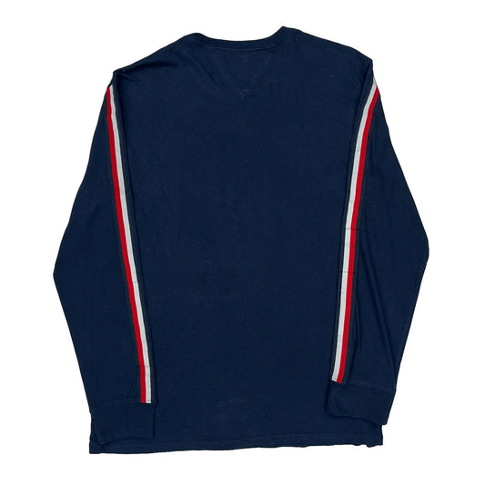 Tommy Hilfiger Striped Long Sleeve T-Shirt - Large Navy Cotton
