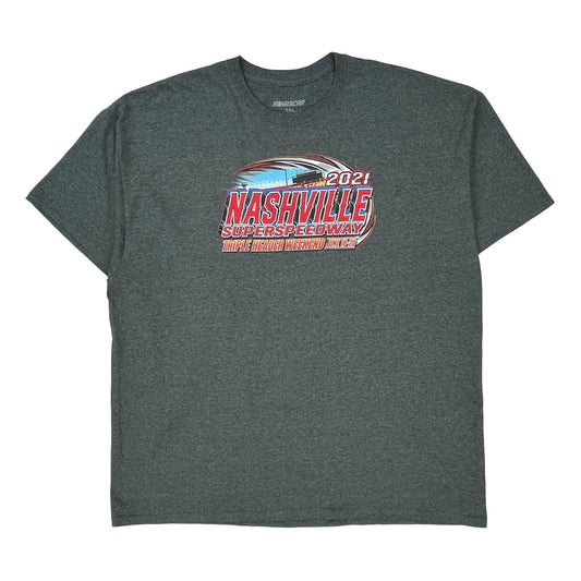 Nashville Superspeedway Nascar Nascar T-Shirt - 2XL Gray Cotton Blend
