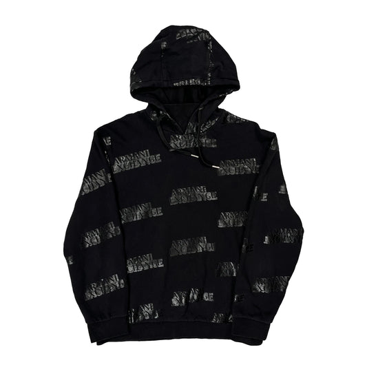 All-Over Armani Exchange Logo Print Armani Exchange Hoodie - Medium Black Cotton