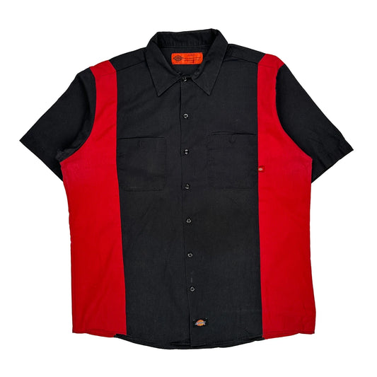 Dickies Contrast Stitch Short Sleeve Shirt - XL Black Cotton