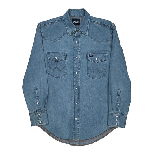 Wrangler Denim Shirt - Large Blue Denim