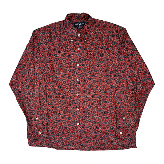 Ralph Lauren Floral Patterned Shirt - Large Red Cotton