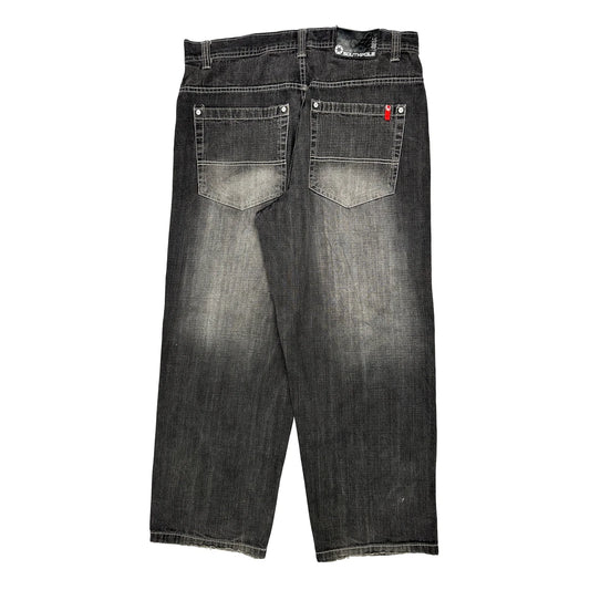 Southpole Baggy Jeans - 37W 22L Grey Cotton