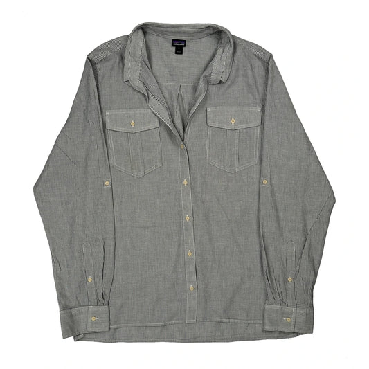 Patagonia Striped Shirt - Large Gray Cotton