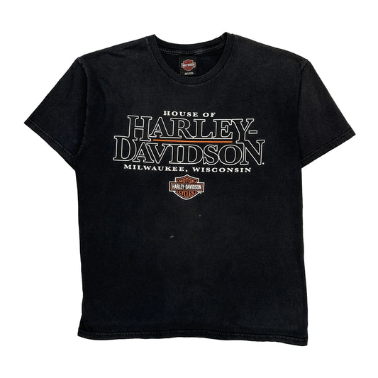 Harley Davidson Graphic T-Shirt - Large Black Cotton