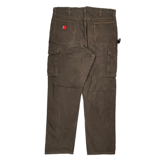 Wrangler Cargo Trousers - 38W 34L Brown Cotton