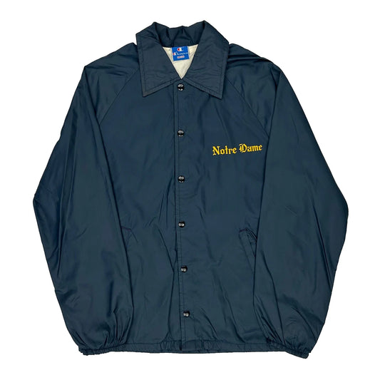 Vintage 1980S Notre Dame Champion Coach Jacket - Medium Navy Nylon