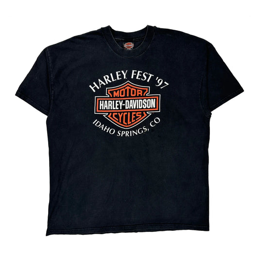 Harley Fest '97 Harley Davidson Graphic T-Shirt - 2XL Black Cotton