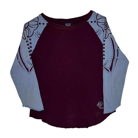 Patagonia Floral Long Sleeve T-Shirt - Small Blue Cotton