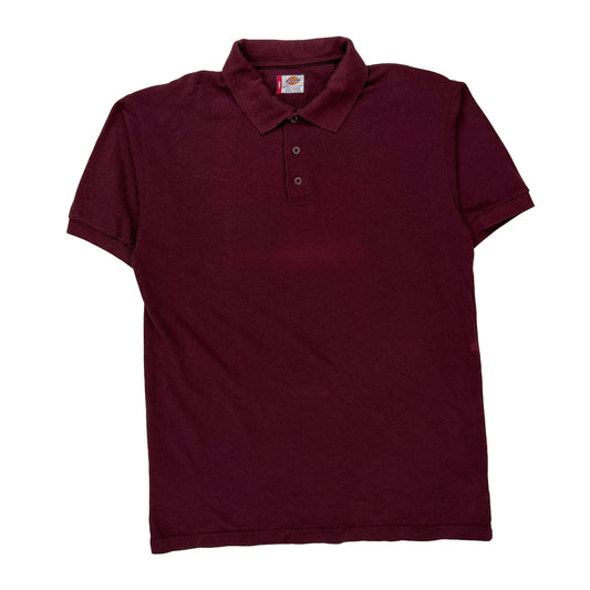 Dickies Polo Shirt - Large Burgundy Cotton Blend