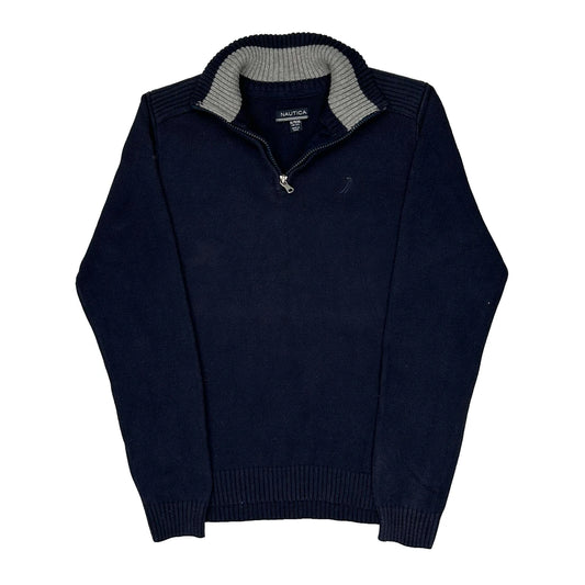 Age 15 Nautica 1/4 Zip - XL Navy Knitted