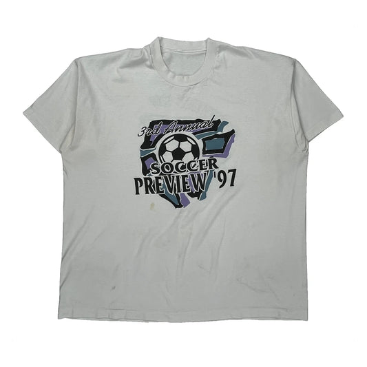 Soccer Preview '97 Unbranded Graphic T-Shirt - XL White Cotton