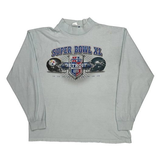 Super Bowl XL Nfl Football Long Sleeve T-Shirt - XL Grey Cotton