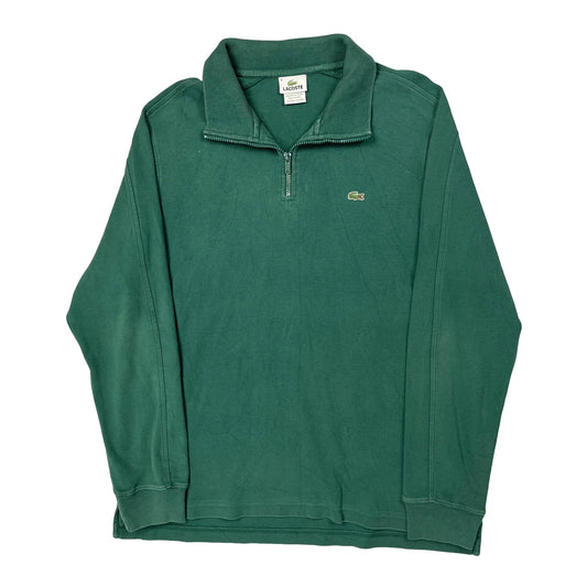 Lacoste Collared 1/4 Zip - XL Green Cotton