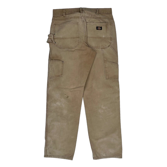 Dickies Double Knee Carpenter Trousers - 32W 30L Beige Cotton