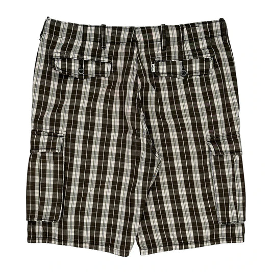Vintage Levis Checked Cargo Shorts - 36W 10L Black & White Cotton